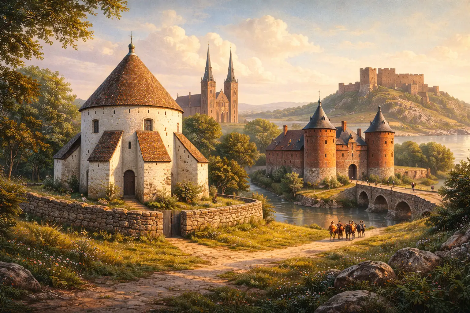 Smuk udsigt over slotte og natur